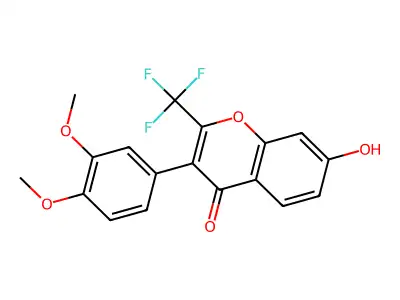 3-(3,4-dimethoxyphenyl)-7-hydroxy-2-(trifluoromethyl)-4H-chromen-4-one structure