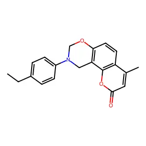 9-(4-ethylphenyl)-4-methyl-9,10-dihydro-2H,8H-chromeno[8,7-e][1,3]oxazin-2-one structure