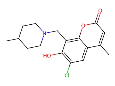 6-Chloro-7-hydroxy-4-methyl-8-[(4-methylpiperidin-1-yl)methyl]chromen-2-one structure