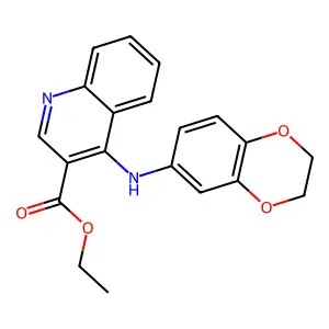 4-(2,3-Dihydro-1,4-benzodioxin-6-ylamino)-3-quinolinecarboxylic acid ethyl ester structure