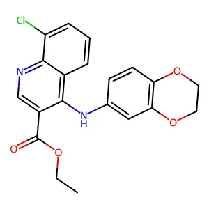 Ethyl 8-chloro-4-(2,3-dihydro-1,4-benzodioxin-6-ylamino)quinoline-3-carboxylate structure