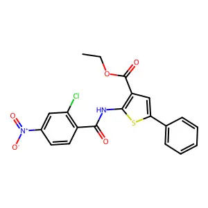 Ethyl 2-[(2-chloro-4-nitrobenzoyl)amino]-5-phenylthiophene-3-carboxylate structure