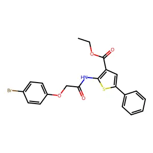 Ethyl 2-{[(4-bromophenoxy)acetyl]amino}-5-phenyl-3-thiophenecarboxylate structure