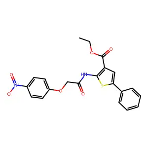 Ethyl 2-[[2-(4-nitrophenoxy)acetyl]amino]-5-phenylthiophene-3-carboxylate structure