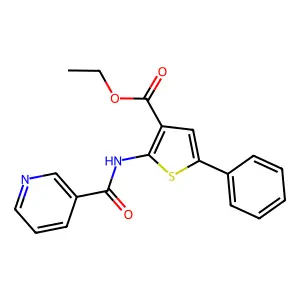 Ethyl 5-phenyl-2-[(pyridin-3-ylcarbonyl)amino]thiophene-3-carboxylate structure