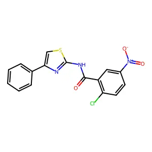 2-chloro-5-nitro-N-(4-phenyl-1,3-thiazol-2-yl)benzamide structure