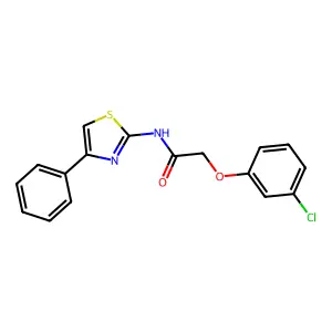 2-(3-chlorophenoxy)-N-(4-phenyl-1,3-thiazol-2-yl)acetamide structure