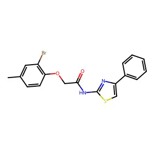 2-(2-bromo-4-methylphenoxy)-N-(4-phenyl-1,3-thiazol-2-yl)acetamide structure