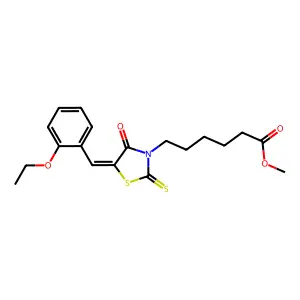 (Z)-methyl 6-(5-(2-ethoxybenzylidene)-4-oxo-2-thioxothiazolidin-3-yl)hexanoate structure