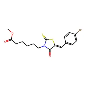 methyl 6-[(5E)-5-(4-bromobenzylidene)-4-oxo-2-thioxo-1,3-thiazolidin-3-yl]hexanoate structure