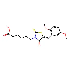 methyl 6-[(5Z)-5-(2,5-dimethoxybenzylidene)-4-oxo-2-thioxo-1,3-thiazolidin-3-yl]hexanoate structure