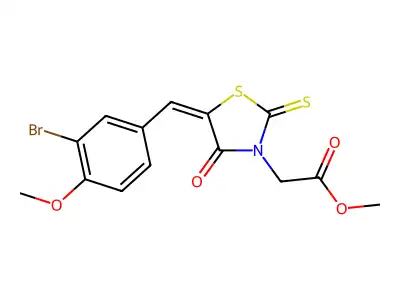 methyl [(5E)-5-(3-bromo-4-methoxybenzylidene)-4-oxo-2-thioxo-1,3-thiazolidin-3-yl]acetate structure