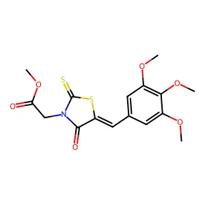 methyl [(5Z)-4-oxo-2-thioxo-5-(3,4,5-trimethoxybenzylidene)-1,3-thiazolidin-3-yl]acetate structure