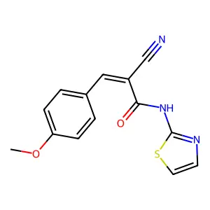 (2E)-2-cyano-3-(4-methoxyphenyl)-N-(1,3-thiazol-2-yl)prop-2-enamide structure