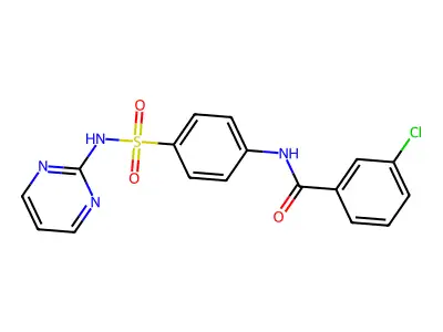 3-chloro-N-[4-(pyrimidin-2-ylsulfamoyl)phenyl]benzamide structure