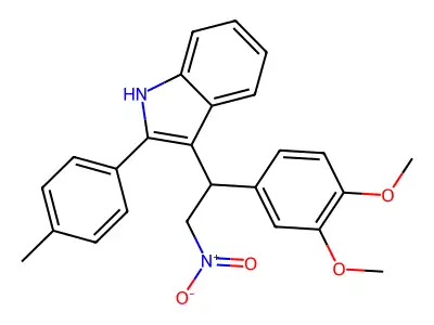 3-[1-(3,4-dimethoxyphenyl)-2-nitroethyl]-2-(4-methylphenyl)-1H-indole structure