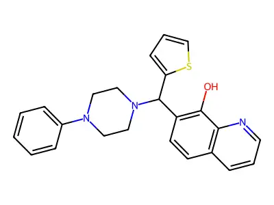 7-[(4-Phenylpiperazin-1-yl)-thiophen-2-ylmethyl]quinolin-8-ol structure