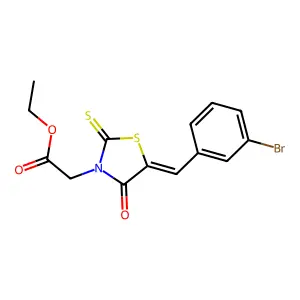 ethyl [(5Z)-5-(3-bromobenzylidene)-4-oxo-2-thioxo-1,3-thiazolidin-3-yl]acetate structure