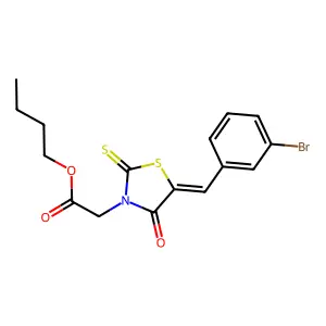butyl [(5Z)-5-(3-bromobenzylidene)-4-oxo-2-thioxo-1,3-thiazolidin-3-yl]acetate structure
