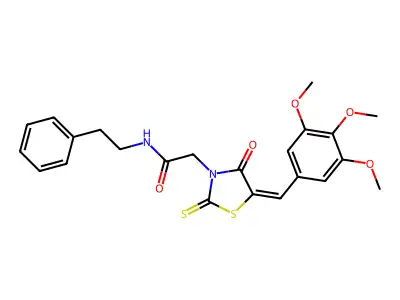 2-[(5E)-4-OXO-2-SULFANYLIDENE-5-[(3,4,5-TRIMETHOXYPHENYL)METHYLIDENE]-1,3-THIAZOLIDIN-3-YL]-N-(2-PHENYLETHYL)ACETAMIDE structure