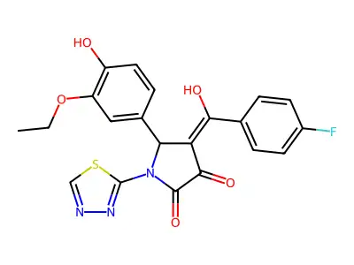 5-(3-ethoxy-4-hydroxyphenyl)-4-(4-fluorobenzoyl)-3-hydroxy-1-(1,3,4-thiadiazol-2-yl)-2,5-dihydro-1H-pyrrol-2-one structure