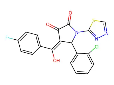 5-(2-chlorophenyl)-4-(4-fluorobenzoyl)-3-hydroxy-1-(1,3,4-thiadiazol-2-yl)-2,5-dihydro-1H-pyrrol-2-one structure