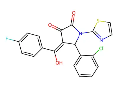 5-(2-chlorophenyl)-4-(4-fluorobenzoyl)-3-hydroxy-1-(1,3-thiazol-2-yl)-2,5-dihydro-1H-pyrrol-2-one structure