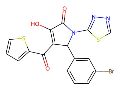 5-(3-bromophenyl)-3-hydroxy-1-(1,3,4-thiadiazol-2-yl)-4-(2-thienylcarbonyl)-1,5-dihydro-2H-pyrrol-2-one structure