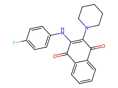 2-((4-Fluorophenyl)amino)-3-(piperidin-1-yl)naphthalene-1,4-dione structure