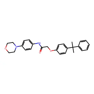 N-(4-morpholin-4-ylphenyl)-2-[4-(2-phenylpropan-2-yl)phenoxy]acetamide structure