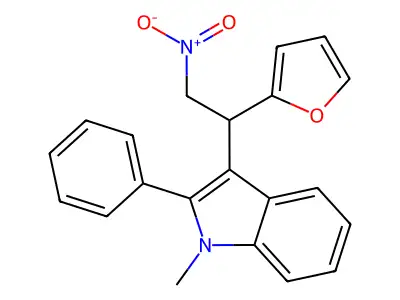 3-[1-(furan-2-yl)-2-nitroethyl]-1-methyl-2-phenyl-1H-indole structure