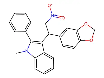 3-(1-(benzo[d][1,3]dioxol-5-yl)-2-nitroethyl)-1-methyl-2-phenyl-1H-indole structure