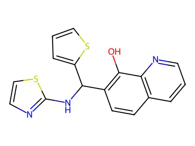 7-[(1,3-Thiazol-2-ylamino)-2-thienylmethyl]quinolin-8-ol structure