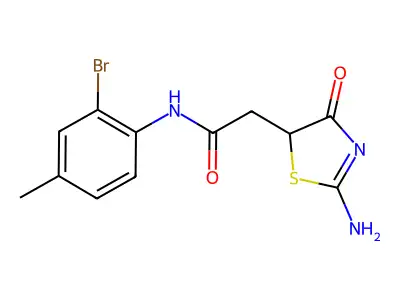 N-(2-bromo-4-methylphenyl)-2-(2-imino-4-oxo-1,3-thiazolidin-5-yl)acetamide structure