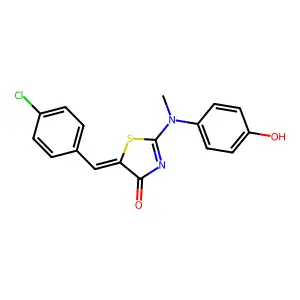 (5Z)-5-(4-chlorobenzylidene)-2-[(4-hydroxyphenyl)(methyl)amino]-1,3-thiazol-4(5H)-one structure