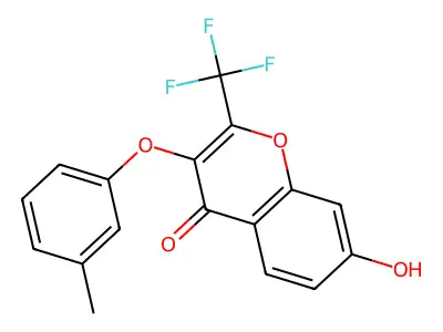 7-Hydroxy-3-(3-methylphenoxy)-2-(trifluoromethyl)chromen-4-one structure