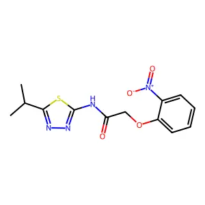 2-(2-nitrophenoxy)-N-[5-(propan-2-yl)-1,3,4-thiadiazol-2-yl]acetamide structure