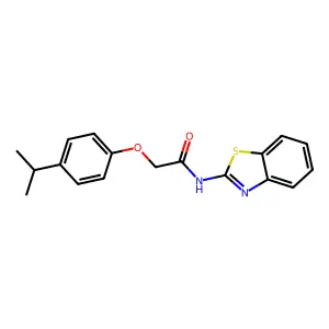 N-benzothiazol-2-yl-2-[4-(methylethyl)phenoxy]acetamide structure