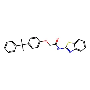 N-(1,3-benzothiazol-2-yl)-2-[4-(2-phenylpropan-2-yl)phenoxy]acetamide structure