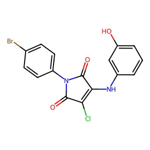 1-(4-bromophenyl)-3-chloro-4-((3-hydroxyphenyl)amino)-1H-pyrrole-2,5-dione structure