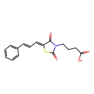 4-[2,4-Dioxo-5-(3-phenylprop-2-en-1-ylidene)-1,3-thiazolidin-3-yl]butanoic acid structure