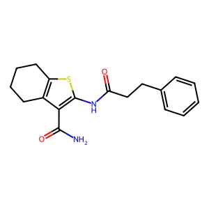 2-(3-Phenylpropanamido)-4,5,6,7-tetrahydrobenzo[b]thiophene-3-carboxamide structure