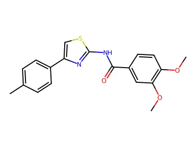 3,4-dimethoxy-N-[4-(4-methylphenyl)-1,3-thiazol-2-yl]benzamide structure