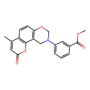 methyl 3-(4-methyl-2-oxochromeno[8,7-e][1,3]oxazin-9(2H,8H,10H)-yl)benzoate structure