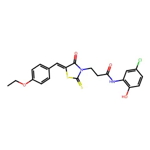 N-(5-chloro-2-hydroxyphenyl)-3-[(5Z)-5-[(4-ethoxyphenyl)methylidene]-4-oxo-2-sulfanylidene-1,3-thiazolidin-3-yl]propanamide structure