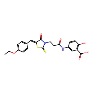 (Z)-5-(3-(5-(4-ethoxybenzylidene)-4-oxo-2-thioxothiazolidin-3-yl)propanamido)-2-hydroxybenzoic acid structure