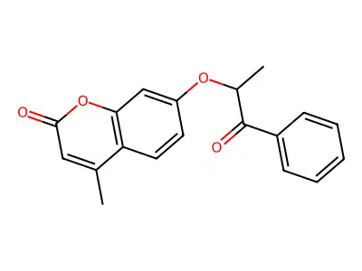 4-Methyl-7-(1-oxo-1-phenylpropan-2-yl)oxychromen-2-one structure