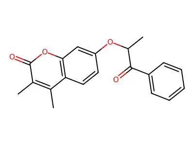3,4-dimethyl-7-[(1-oxo-1-phenylpropan-2-yl)oxy]-2H-chromen-2-one structure