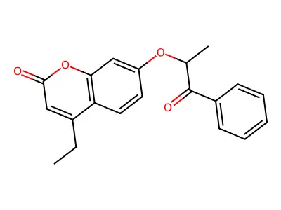 4-ethyl-7-[(1-oxo-1-phenylpropan-2-yl)oxy]-2H-chromen-2-one structure