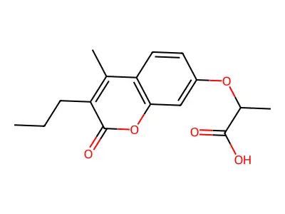 2-((4-methyl-2-oxo-3-propyl-2H-chromen-7-yl)oxy)propanoic acid structure
